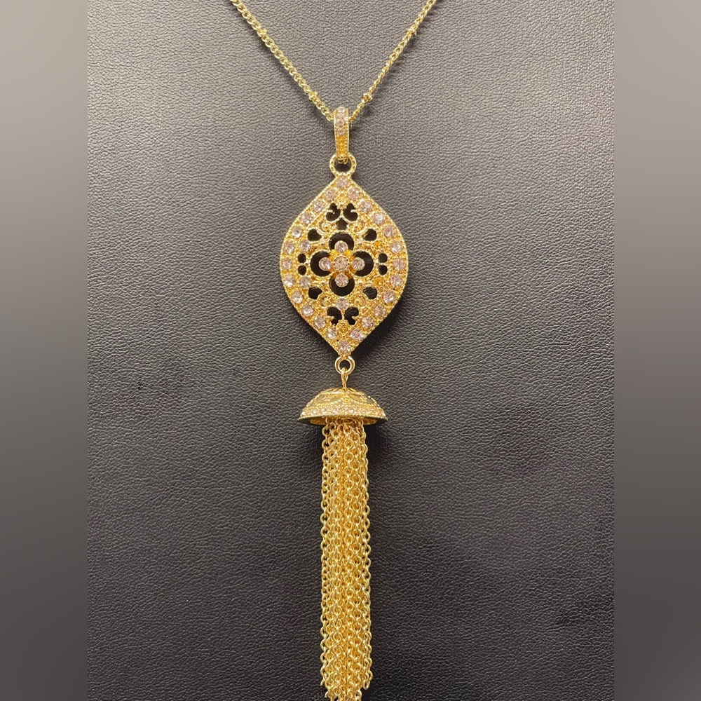 Sonoma Vintage Style Crystal Pave Filigree Long Pendant Necklace